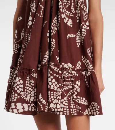 Poupette St Barth Cleo Printed Cotton Minidress In Brown