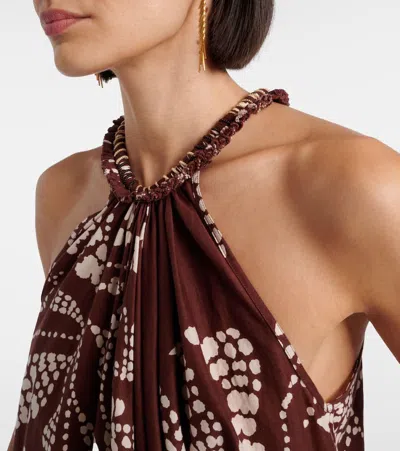 Poupette St Barth Cleo Printed Cotton Minidress In Brown