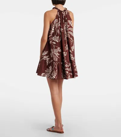 Poupette St Barth Cleo Printed Cotton Minidress In Brown