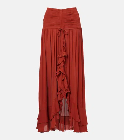 Poupette St Barth Neree Asymmetric Maxi Skirt In Brown