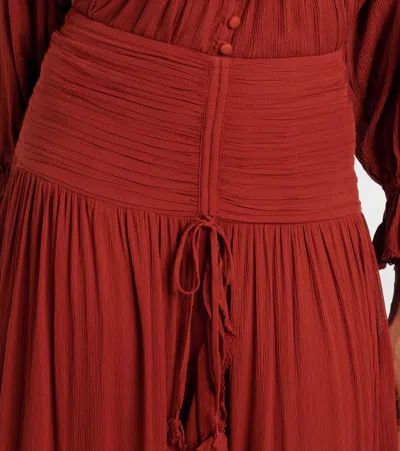 Poupette St Barth Neree Asymmetric Maxi Skirt In Brown