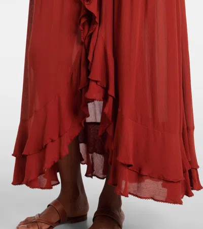 Poupette St Barth Neree Asymmetric Maxi Skirt In Brown