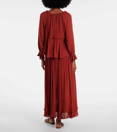 Poupette St Barth Neree Asymmetric Maxi Skirt In Brown