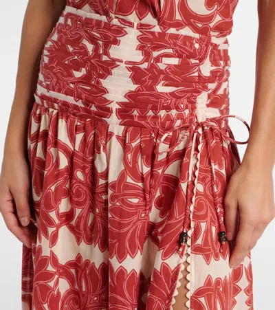 Poupette St Barth Carla Printed Cotton Maxi Skirt In Red
