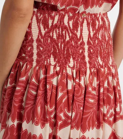 Poupette St Barth Carla Printed Cotton Maxi Skirt In Red