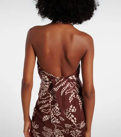 Poupette St Barth Suma Printed Cotton Crop Top In Brown