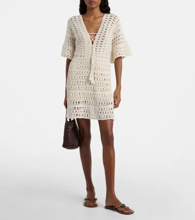 Anna Kosturova Crochet Cotton Minidress In White