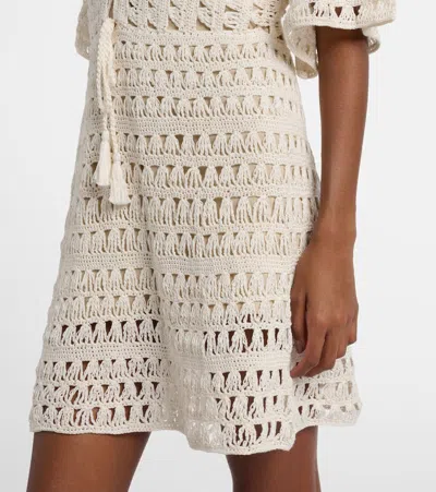 Anna Kosturova Crochet Cotton Minidress In White