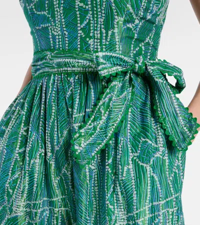 Poupette St Barth Thelma Printed Cotton-blend Maxi Dress In Green