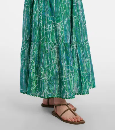 Poupette St Barth Thelma Printed Cotton-blend Maxi Dress In Green