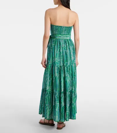 Poupette St Barth Thelma Printed Cotton-blend Maxi Dress In Green