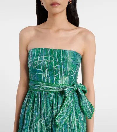 Poupette St Barth Thelma Printed Cotton-blend Maxi Dress In Green
