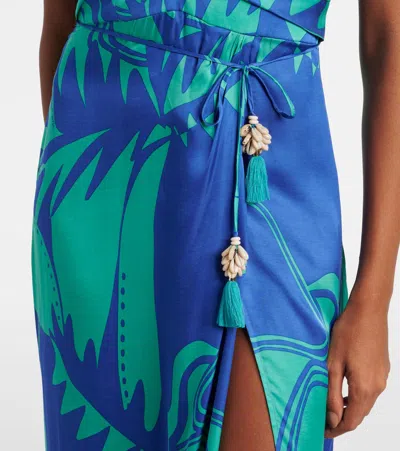 Poupette St Barth Collina Printed Strapless Midi Dress In Blue