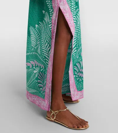 Poupette St Barth Sol Printed Cotton Kaftan In Green