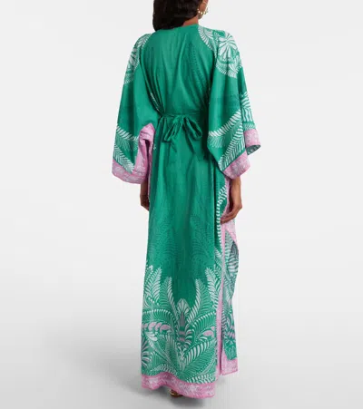 Poupette St Barth Sol Printed Cotton Kaftan In Green