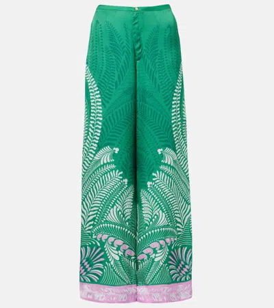 Poupette St Barth Clea Printed High-rise Wide-leg Pants In Green