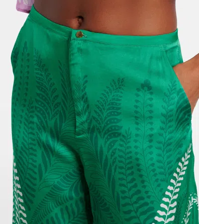 Poupette St Barth Clea Printed High-rise Wide-leg Pants In Green