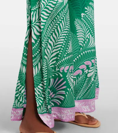 Poupette St Barth Clea Printed High-rise Wide-leg Pants In Green