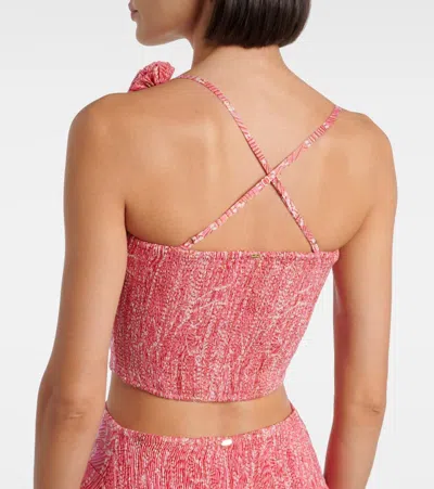 Poupette St Barth Palmire Printed Cotton-blend Crop Top In Pink