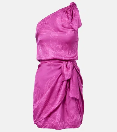 Poupette St Barth Celie Satin Jacquard Minidress In Pink