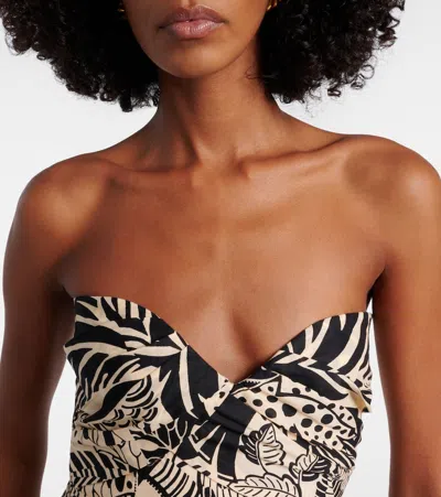 Poupette St Barth Collina Printed Cotton Midi Dress In Brown