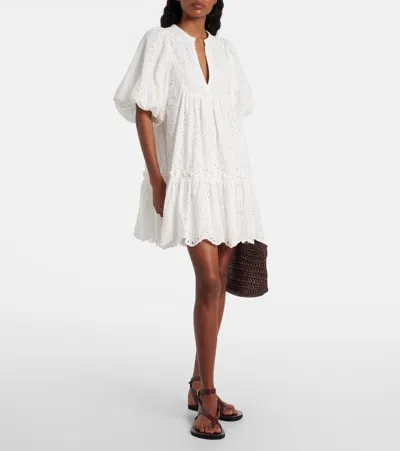 Poupette St Barth Cruz Broderie Anglaise Cotton Minidress In White