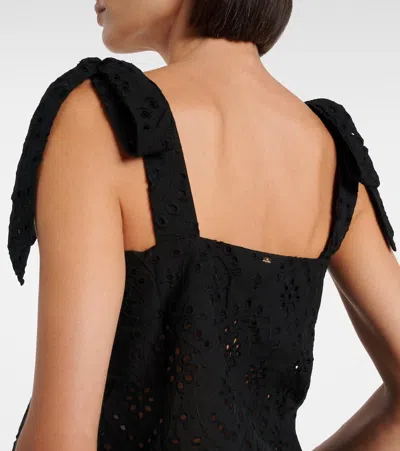 Poupette St Barth Noa Broderie Anglaise Cotton Top In Black