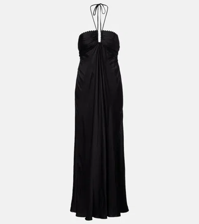 Poupette St Barth Halterneck Maxi Dress In Black
