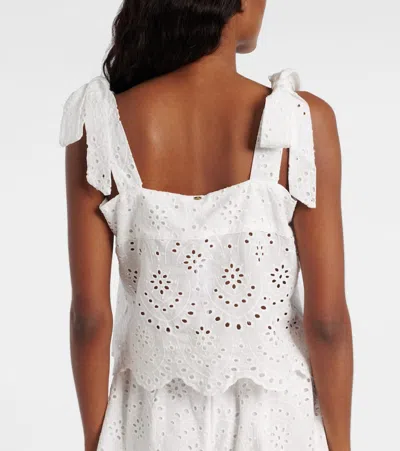 Poupette St Barth Noa Broderie Anglaise Cotton Top In White
