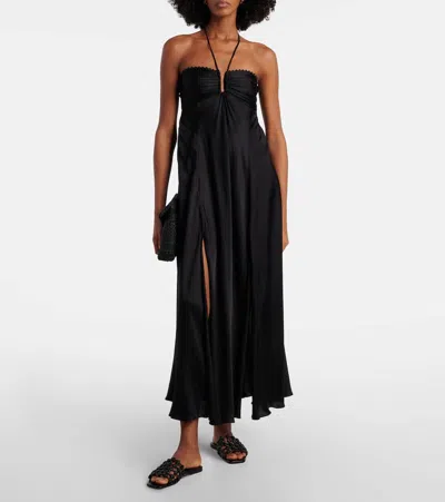 Poupette St Barth Halterneck Maxi Dress In Black