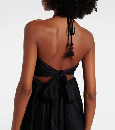 Poupette St Barth Halterneck Maxi Dress In Black