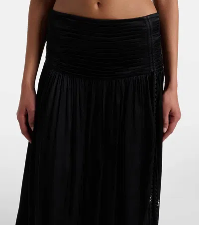 Poupette St Barth Scalloped Maxi Skirt In Black