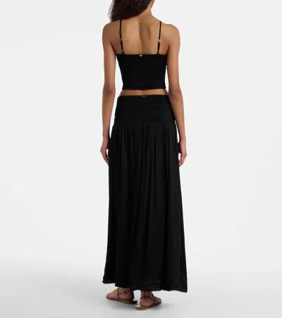 Poupette St Barth Scalloped Maxi Skirt In Black