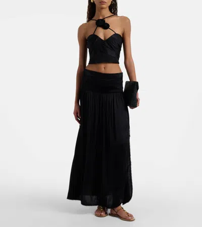 Poupette St Barth Scalloped Maxi Skirt In Black