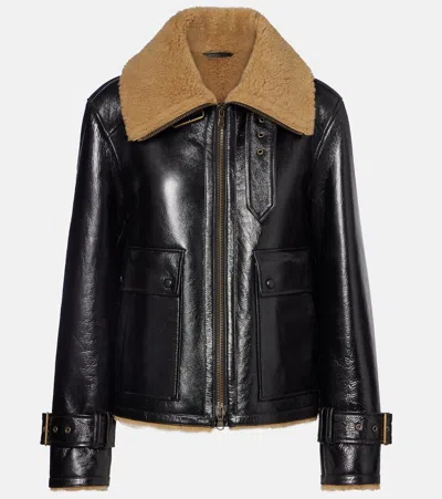Veronica Beard Danika Shearling-lined Leather Jacket In Black