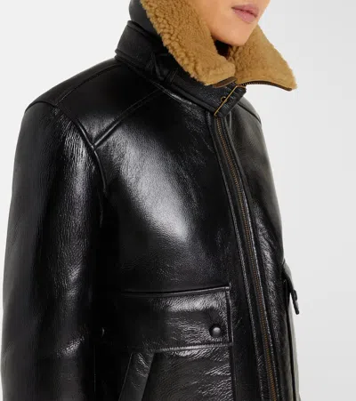Veronica Beard Danika Shearling-lined Leather Jacket In Black