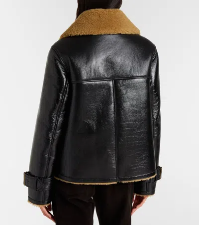 Veronica Beard Danika Shearling-lined Leather Jacket In Black
