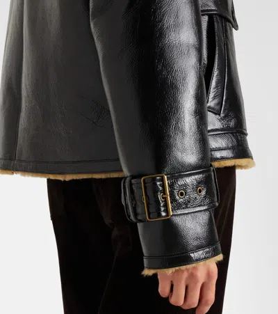 Veronica Beard Danika Shearling-lined Leather Jacket In Black