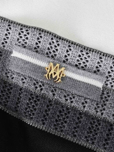 Amiri Color-blocked Short-sleeve Polo T-shirt With Ribbed Detailing In Black