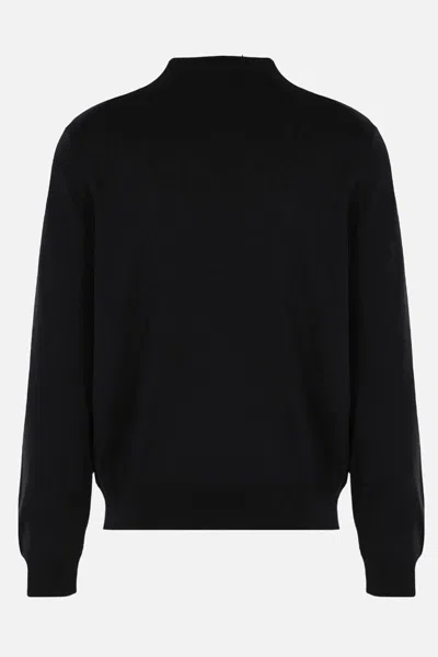 Maison Kitsuné Wool Crewneck Sweater Featuring Fox Design In Black