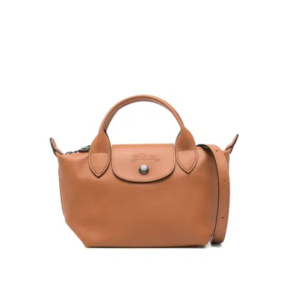 Longchamp Extra Small Le Pliage Xtra Leather Top Handle Bag In Brown