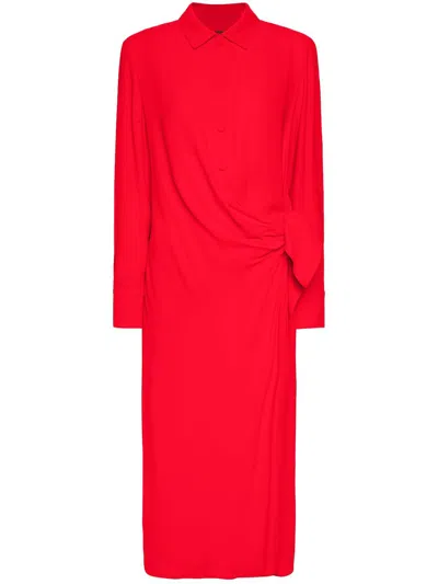 Elena Miro' Buttoned Wrap-effect Dress In Red
