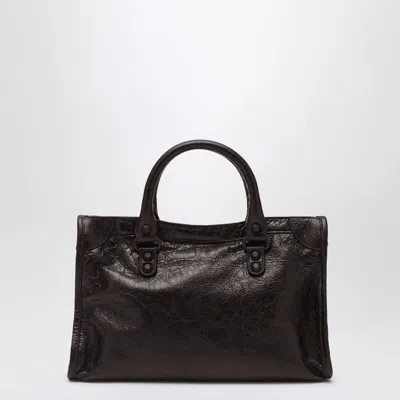 Balenciaga Le City Small Embellished Textured-leather Tote In Brown