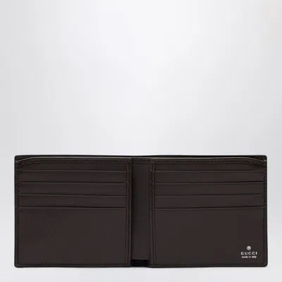 Gucci Men Brown Bi-fold Wallet With Horsebit On The Front And Embossed Logo On The Inside In Leather In Brown
