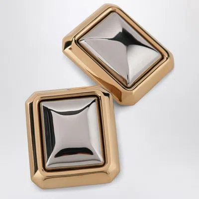 Jacquemus Les Pendants Carre Metallic Earings With Rear Closure And Square Design In Brass Woman In Gold