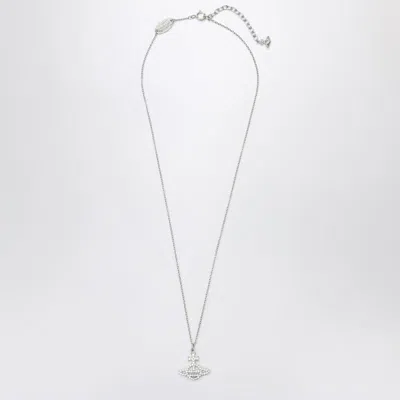 Vivienne Westwood Platinum Orb Pendant Necklace With Crystals In Metallic