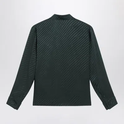 Gucci Women Silk Shirt With Diagonal Motif In Green