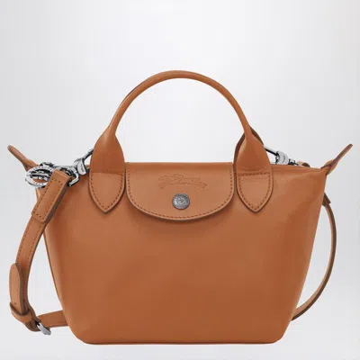 Longchamp Extra Small Le Pliage Xtra Leather Top Handle Bag In Brown
