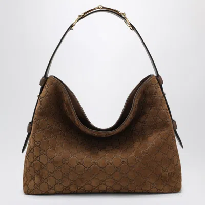 Gucci Medium Gg Suede Beatrix Shoulder Bag In Brown