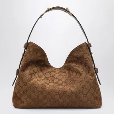 Gucci Medium Gg Suede Beatrix Shoulder Bag In Brown